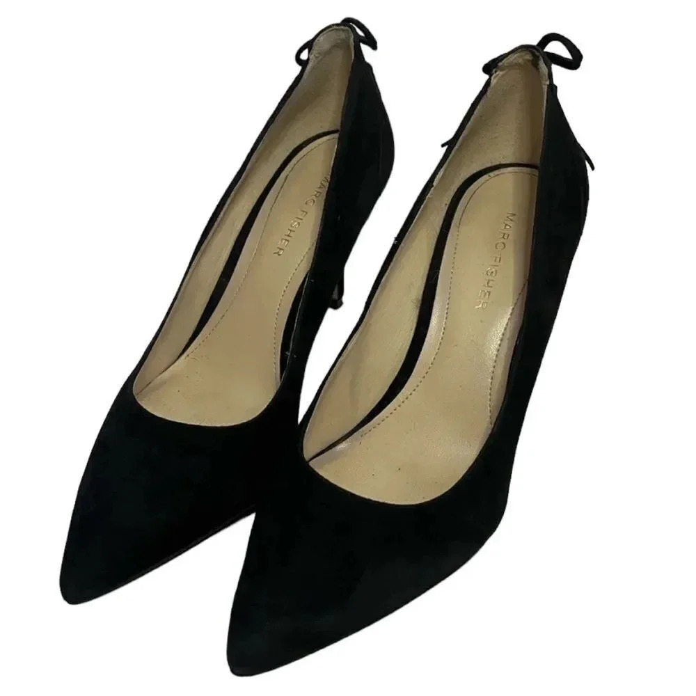 MARC Fisher Black Suede Tassel Evening Classic Pump Size 7‎
